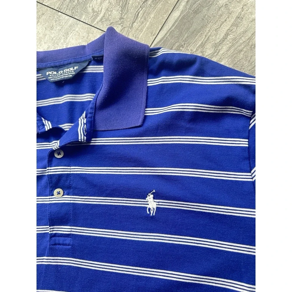 Polo Golf Ralph Lauren Blue & White Striped Polo Shirt Men's XL